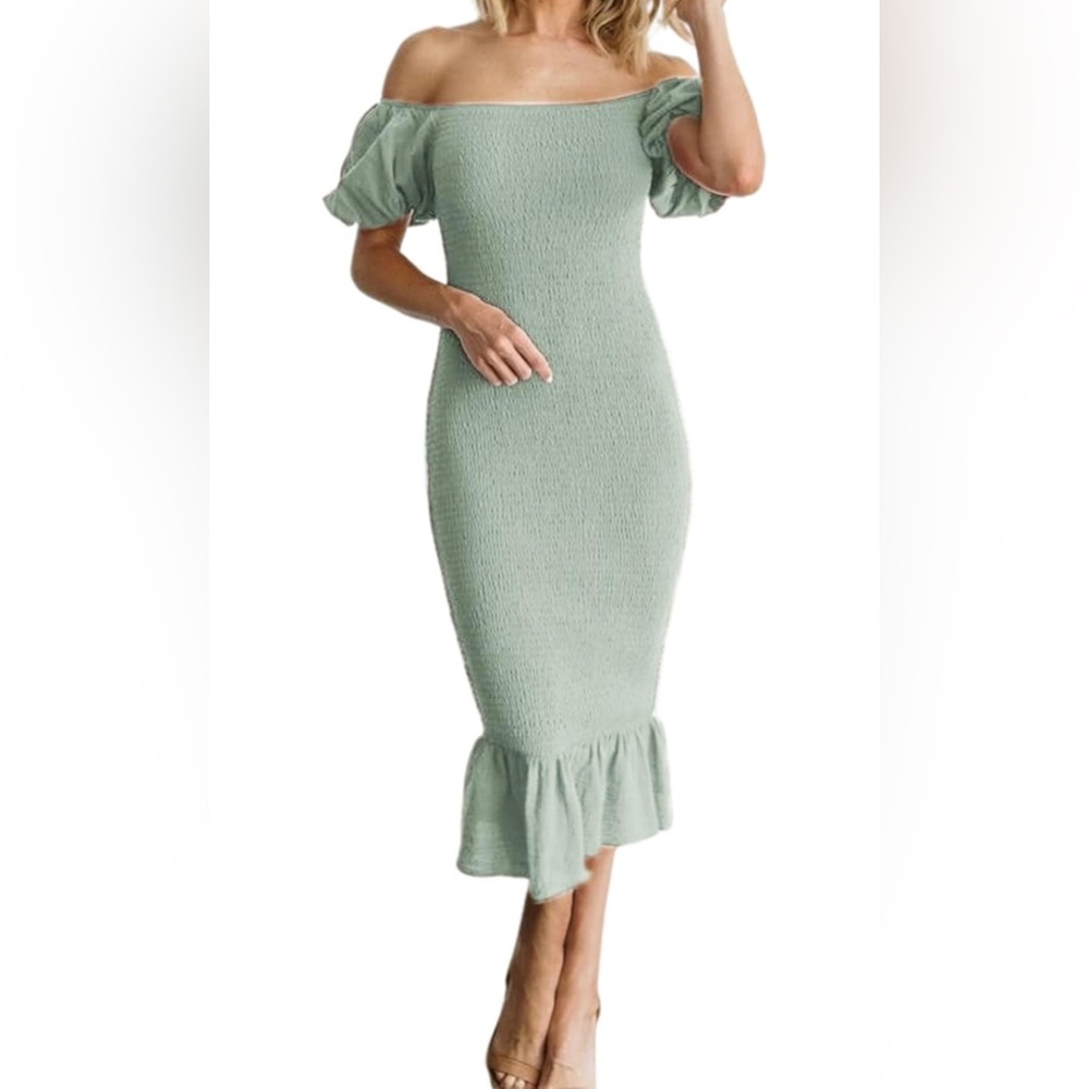 Smocked Bodycon Midi Dress